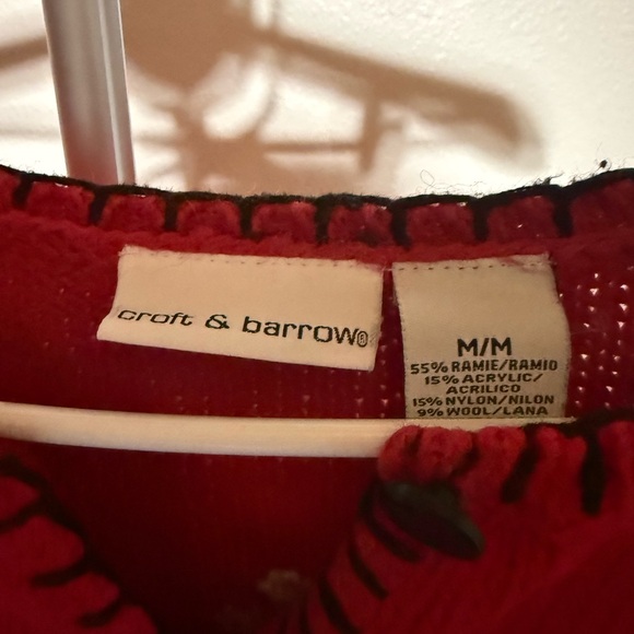 Croft & Barrow Red‎ Snowman Cardigan - Picture 3 of 4